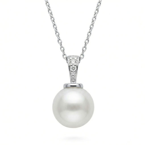 Diamantsmykke med 0,025ct W-Si og perle - coc4000083