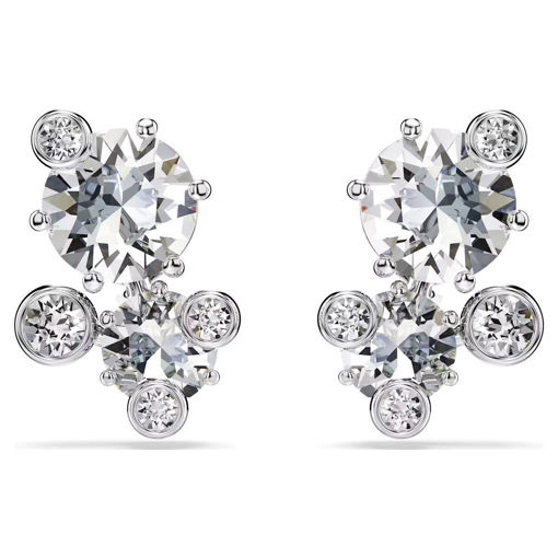 Swarovski øredobber Constella stud earrings Round cut, White, Rhodium plated - 5732253