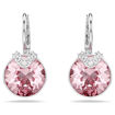 Swarovski øredobber Bella V drop earrings Round cut, Pink, Rhodium plated - 5734235