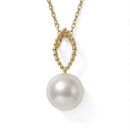 Gullsmykke med ferksvannsperle 9,5-10mm - Bur2090perle