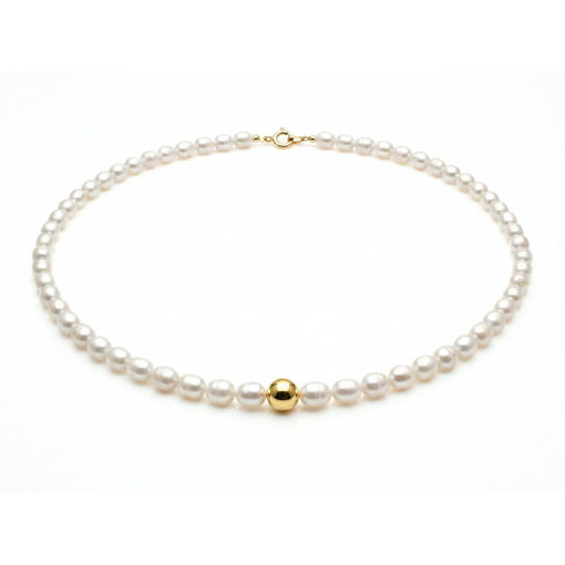 Perlekjede med oval perler 4,5-5 mm FV - 96422