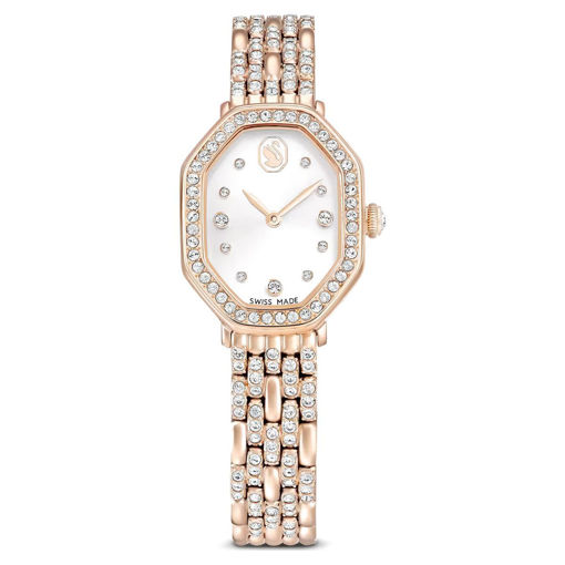 Swarovski klokke Dextera octagon watch Swiss Made, Metal bracelet, Gold tone, Rose gold-tone finish - 5715517