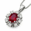 Diamantsmykke i gull med 0,12 ct TW-Si & rubin - bur272050rubin
