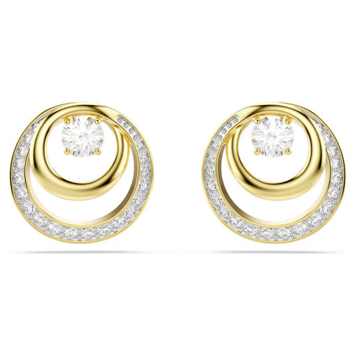 Swarovski øredobber Hyperbola stud earrings Round cut, White, Gold-tone plated - 5740407