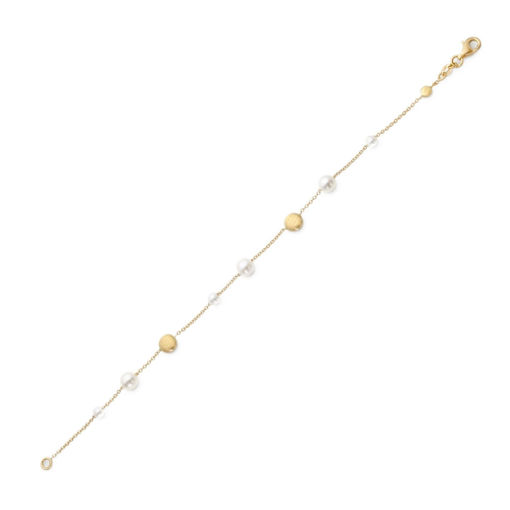 Armbånd i 18 kt med perle og prikker, matt , 19 сm - 01-82-175-19