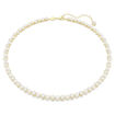 Swarovski collier Matrix Tennis necklace Crystal pearl, Round cut, White, Gold-tone plated - 5742039