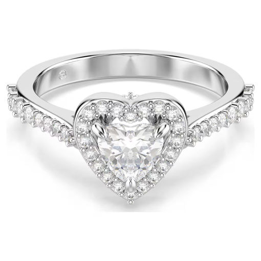 Swarovski Una Angelic motif ring Mixed cuts, Heart, White, Rhodium plated - 5744045