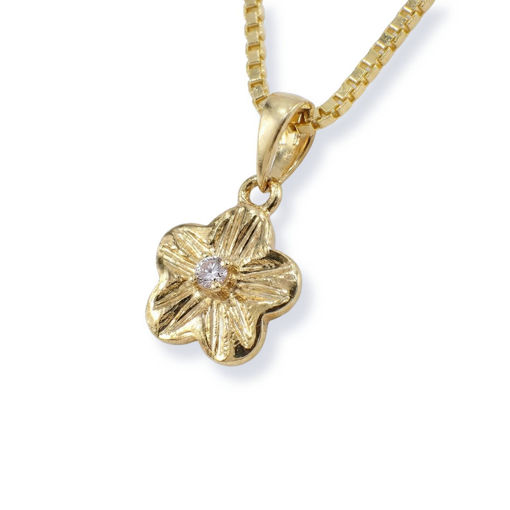Gullsmykke Blomst i 14kt gull med diamant 0,02ct W-Si - coc4070804