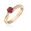 Gullring Margrete i 14kt gult gull med granat og 0,09ct W-Si sidesteiner - 16116-1.50GRGU