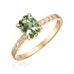 Gullring Olivia i 14kt gult gull med oval midtstein grønn turmalin og 0,12ct W-Si sidesteiner - 57456