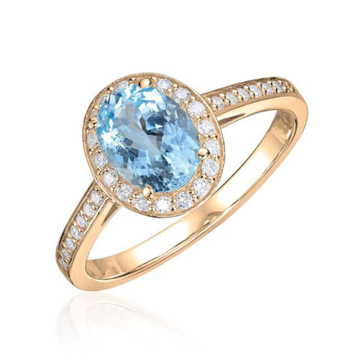 Gullring Capri i gult gull 14kt med akvamarin og 0,24ct W-Si - 57433