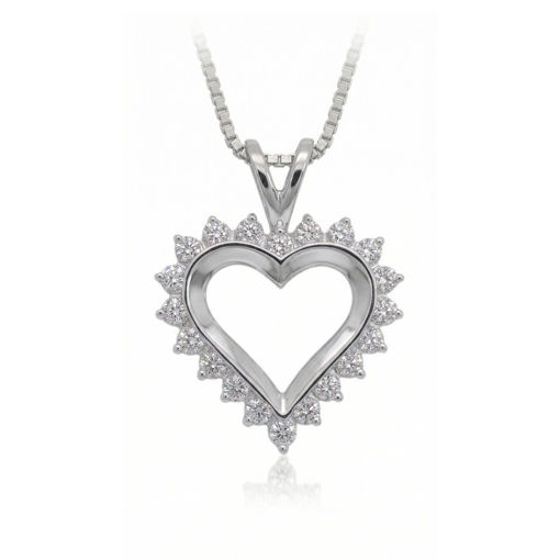 Diamanthjerte i hvitt gull 14 karat med 0,35 ct W-Si - 26463