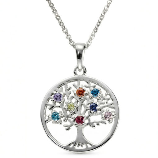 Livets tre i sølv med zirkonia-3000042