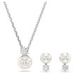 Swarovski smykkesett Matrix set Crystal pearl, Round cut, White, Rhodium plated - 5689624