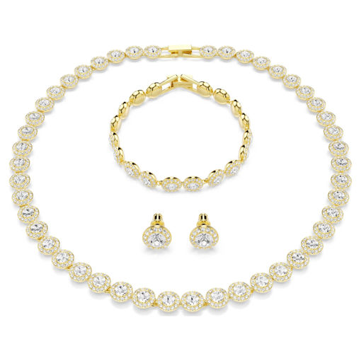 Swarovski smykkesett Una Angelic set Set (3), Round cut, White, Gold-tone plated - 5750619