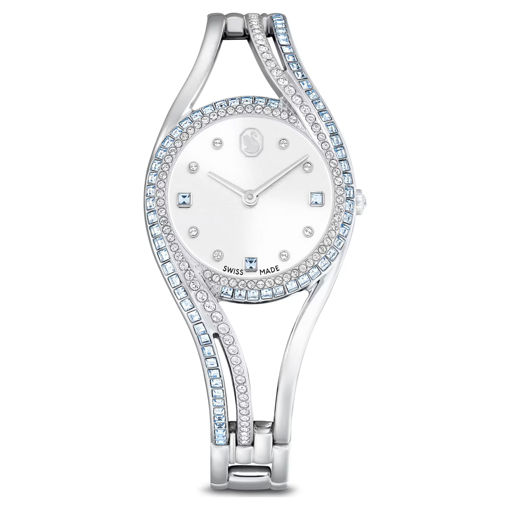 Swarovski klokke Hyperbola bangle watch Swiss Made, Metal bracelet, Blue, Stainless steel - 5715463