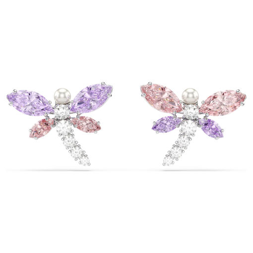 Swarovski øredobber Ariana Grande x Swarovski stud earrings Mixed cuts, Dragonfly, Multicolored, Rhodium plated - 5737371