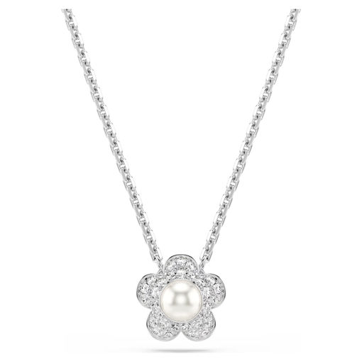 Swarovski smykke Ariana Grande x Swarovski pendant Crystal Pearl, Round cut, Flower, White, Rhodium plated - 5755817