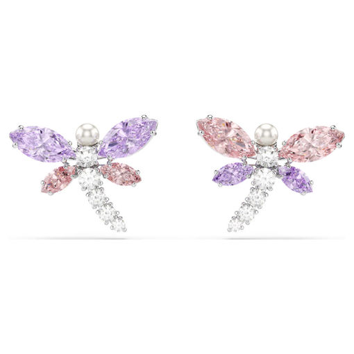 Swarovski øredobber Ariana Grande x Swarovski stud earrings Mixed cuts, Dragonfly, Multicolored, Rhodium plated - 5737371