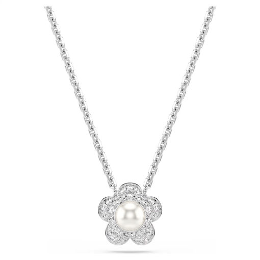 Swarovski smykke Ariana Grande x Swarovski pendant Crystal Pearl, Round cut, Flower, White, Rhodium plated - 5755817