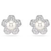 Swarovski øredobber Ariana Grande x Swarovski stud earrings Crystal Pearl, Round cut, Flower, White, Rhodium plated - 5756098