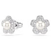 Swarovski øredobber Ariana Grande x Swarovski stud earrings Crystal Pearl, Round cut, Flower, White, Rhodium plated - 5756098