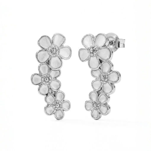 Ørepynt rhodinert sølv Hvit forglem-meg-ei. Liv - 710603-2