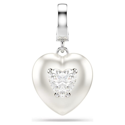 Swarovski smykke Idyllia charm Mixed cuts, Pearl-colored coating, Heart, White, Rhodium plated - 5742960