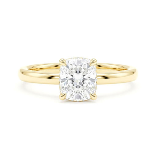 Forlovelsesring med Lab Grown Cushiun Lab diamant 1 ct River(D)VS1 med 0,06ct TW-VS i hidden halo - ΗR0725100cuLG