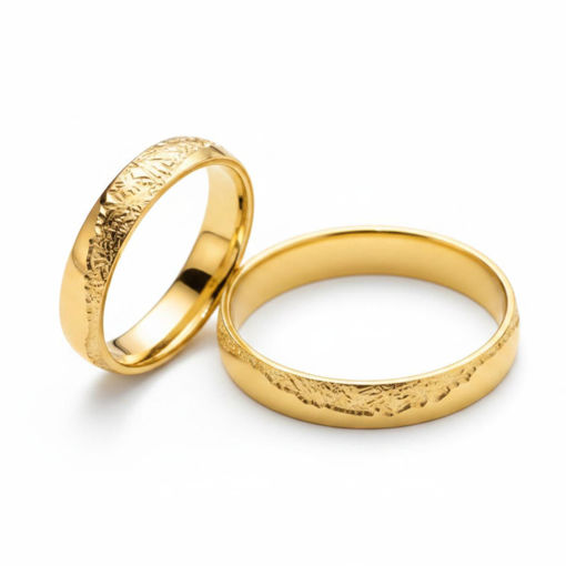 Gifteringer i serien Deg&Meg  i  585 gult gull, 4 mm. ESPELAND - SE124GU40