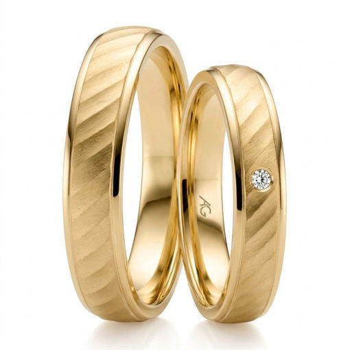 Gifteringer i gult gull 14 kt, 4 mm og 5 mm. GERSTNER - 31479