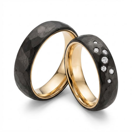 Gifteringer med carbon, diam. 0.091 ct, 6 mm. Carbon - 4981452