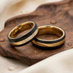 Elegante gifteringer i carbon og 14 kt gult gull - 4806507