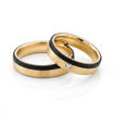 Gifteringer i gult gull med carbon og diamant - 4806505