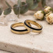 Gifteringer i gult gull med carbon og diamant - 4806505