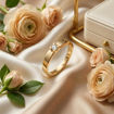 Iselin alliansering med diamant i gult gull- 85010070