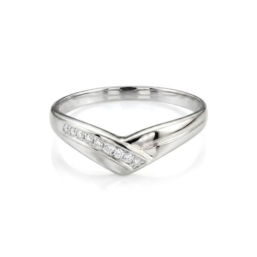 Diamantring i hvitt gull med V-design-125014hv