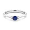 Gullring i hvitt gull 14kt med safir og diamanter 0.05 ct TW-Si - coc5000547sh
