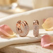 Swarovski øredobber Dextera hoop earrings Pavé, White, Rose-gold tone plated - 5636531