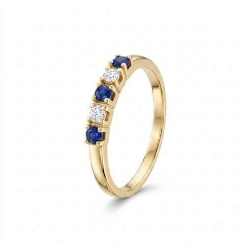 Diamantring i gull 14kt med safir og 0,013 ct W-Si - coc00374