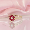 Diamantring i gull med rubin og diamant 0,03 ct W-Si - bur615219g